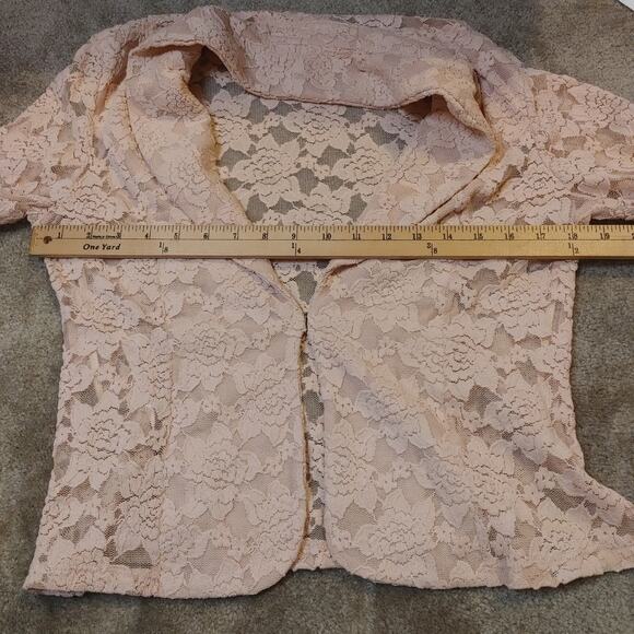 International Concepts INC Size Medium Cotton Nylon Lace Deep V Cut Pink Sheer - Picture 3 of 9